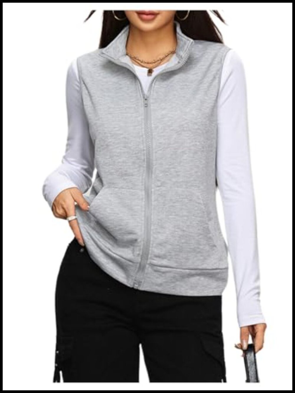 SOLY HUX Womens Zip Up Collared Scrub Vest with Pockets Sleeveless Outerwear